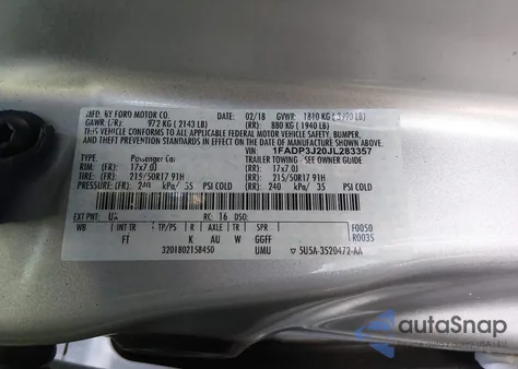 2018 Ford Focus Titanium from USA, damaged, VIN 1FADP3J20JL283357